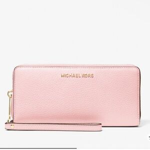 MICHAEL KORS Jet Set Travel Lg Pebbled Leather Continental Wristlet Wallet NWT